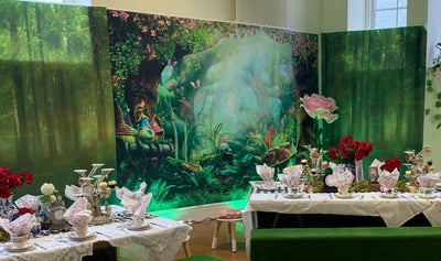 Transform any party into a whimsical wonderland with our Alice in Wonderland Backdrop | Alice in Wonderland party hire| Bespoke parties London by Rock the Day 
