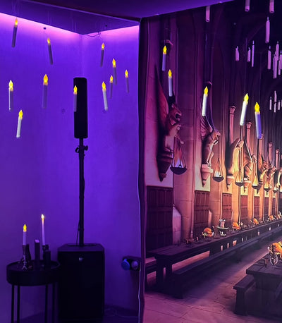 Create a magical ambiance with our floating candles set up, perfect for a Harry Potter themed party | Harry Potter party props for hire | Themed events hire 