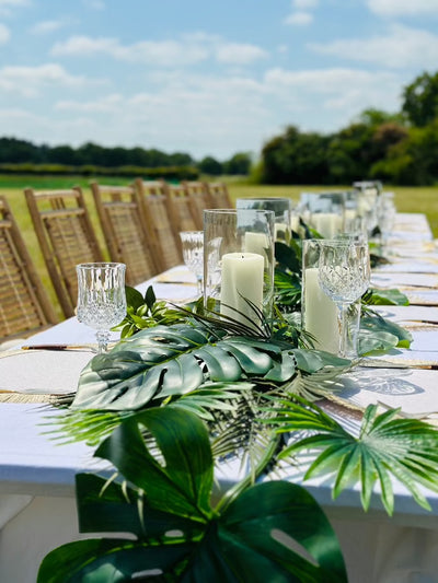Bring the tropics to your garden with our MALIBU outdoor dining package! Furniture package for hire| Event hire London by Rock the Day| Garden party hire Essex