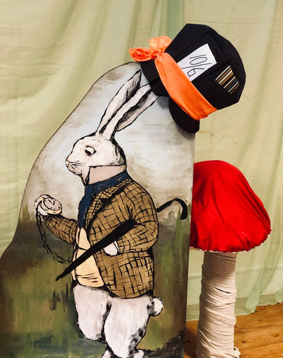 Get lost in wonder with our Rabbit Cut Out, inspired by Alice in Wonderland. This playful piece is perfect for adding a touch of whimsy to any space| Event hire