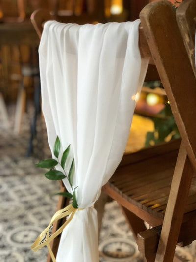 Ivory chiffon sash - style your venue for any occasion - Rock the Day, prop hire | party styling Essex