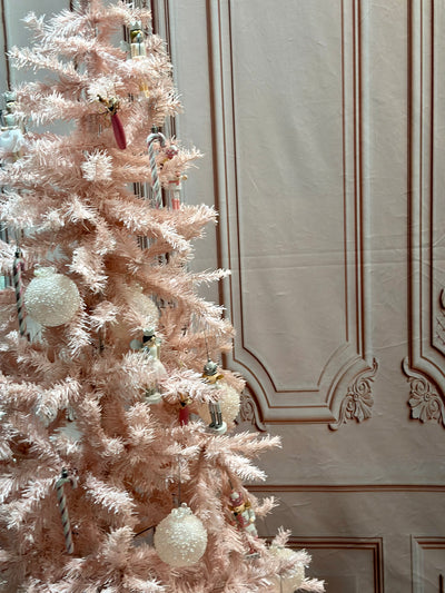 Pink Christmas tree for hire with decorations | Christmas styling and party props hire | Christmas decor for hire | Themed party hire | Bespoke props by Rock the Day London 