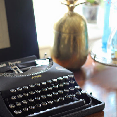 Vintage typewriter for hire Rock The Day Essex prop hire | party hire | event hire | event stylingx