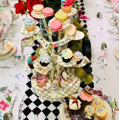 Alice in Wonderland cake stands decorations hire for your themed party! Cake stand holds 12 cupcakes Themed party prop hire Essex by Rock the Day 