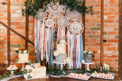 Dreamcatchers wedding cake backdrop for hire