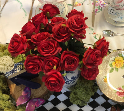 Perfect for table decor, these roses will add a touch of magic to your Alice in Wonderland themed celebration | Themed events prop hire London by Rock the Day