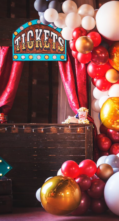 Hire a circus themed ticket office for your next event. Circus themed party props for hire London| themed events hire by Rock the Day| Bespoke party props Essex