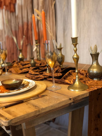 Crushed velvet in brown - table runner for hire from Rock the Day-event prop hire, table and chair decor hire Essex, London, Hertfordshire