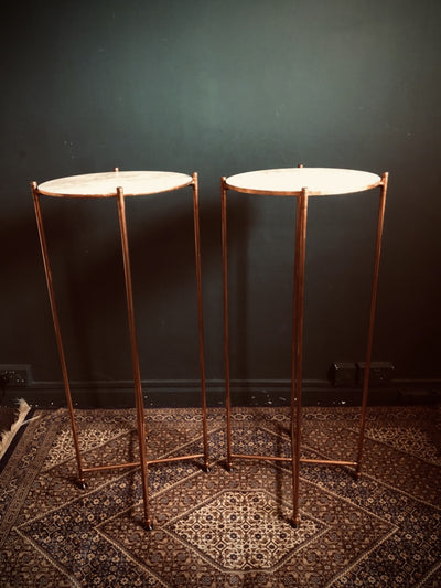 Copper poseur tables | Party prop hire Essex | furniture hire London | Wedding and event styling | Corporate parties by Rock the Day Essex