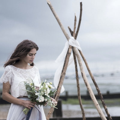 Ceremony Area Set up with Small Naked Tepee | Rock the Day Essex | Prop Hire | bespoke props