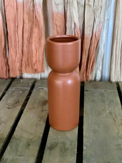 Terracotta geometric vase for hire as a part of you table decor or venue decor | prop hire by Rock the Day Essex | wedding and event styling  London | Bespoke props Essex 