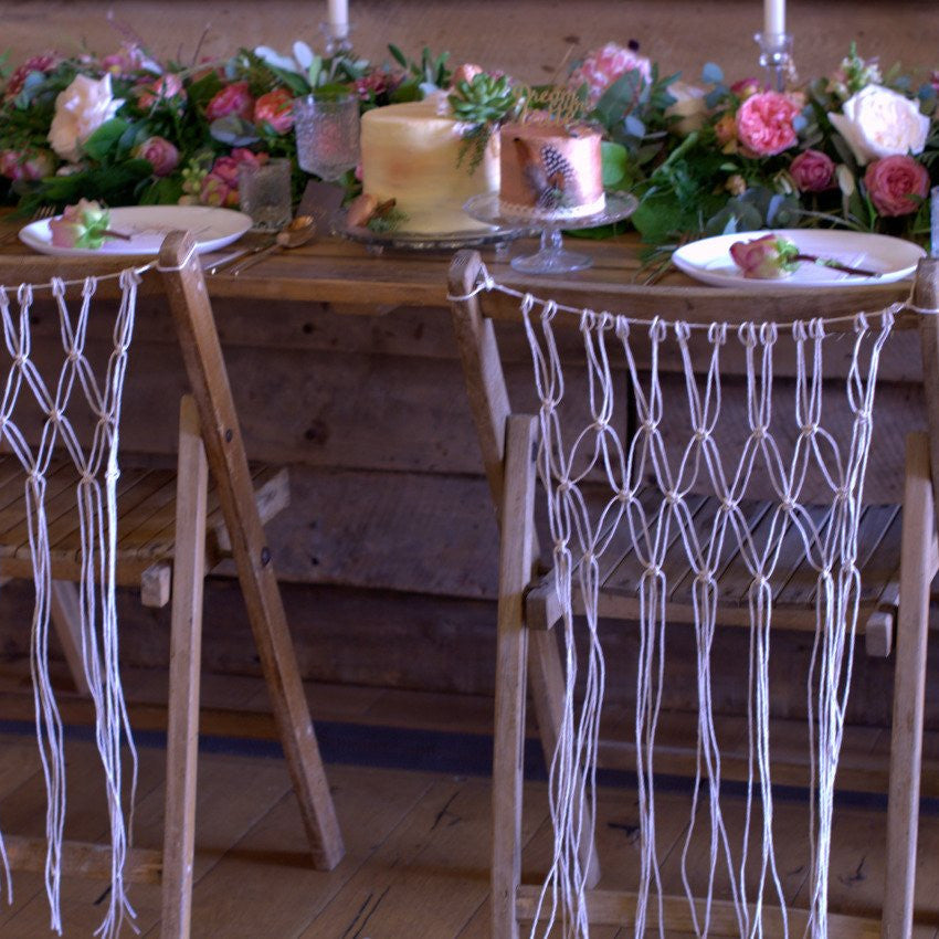 Boho Macrame Chair Covers |Wedding Prop Hire Essex Rock the Day
