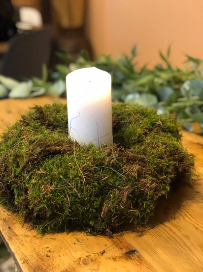 Moss table decoration. Event/wedding hire Essex