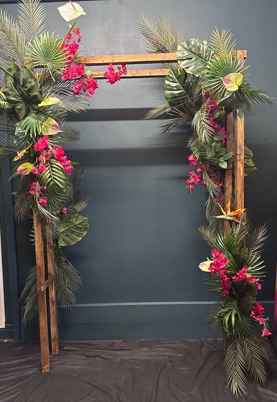 Wooden moon gate arch for hire| Wedding prop hire London | Wedding prop hire Essex | Ceremony area hire | Aisle decor hire London | Wedding aisle decor for hire