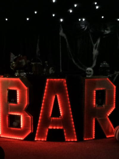 Bar sign illuminated and battery operated hired for any event 