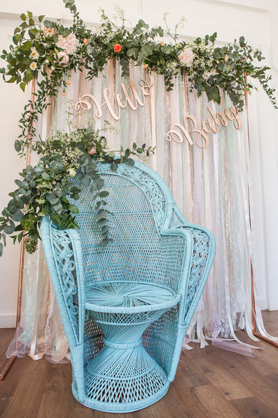 Peacock chair for hire | Event and wedding styling | Venue decor by Rock the Day Essex