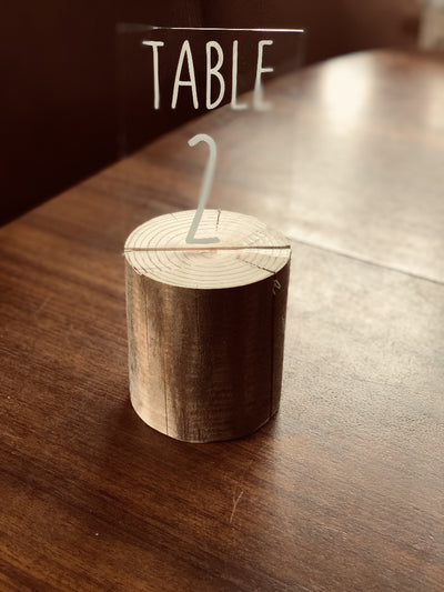 Table number for hire | Hand made wooden and perspex table decor | Party hire and styling by Rock the Day Essex | 