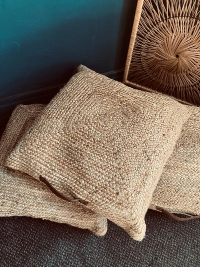 Jute floor cushion square  | Themed party prop hire London | outdoor seating are for hire | Summer wedding hire London | Summer party prop hire | Garden party 