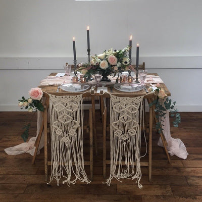 Macrame top table chair decor for hire