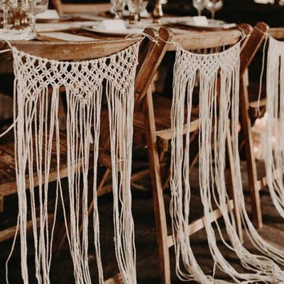 Bohemian style macrame chair decor for hire 